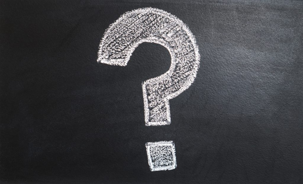 Question mark drawn on a chalk board