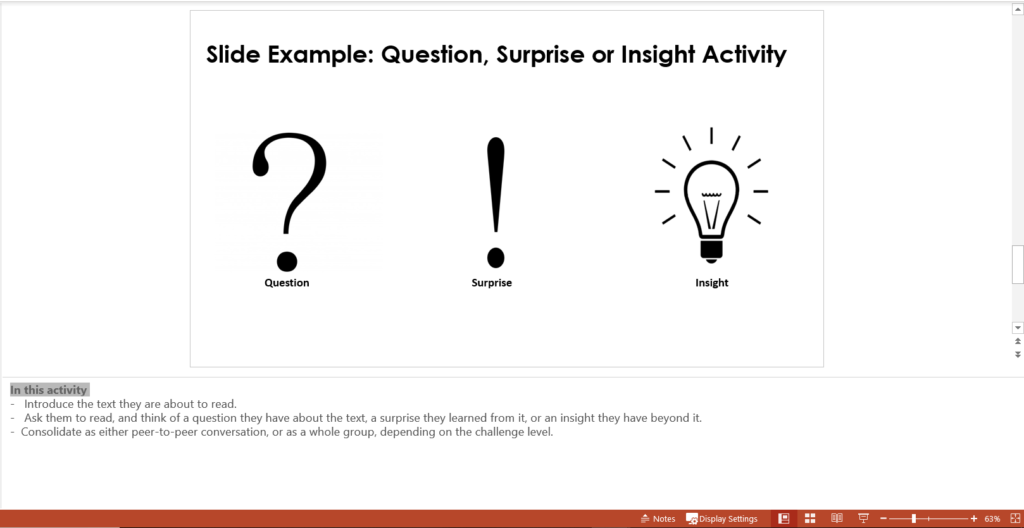 PowerPoint slides with the presenters notes expanded