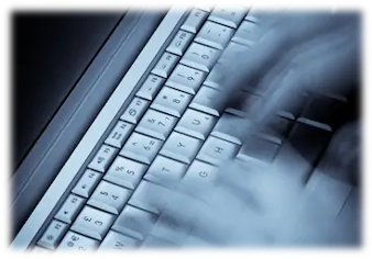Ghostly hands move across keyboard