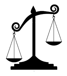 Black and white icon of measuring scales