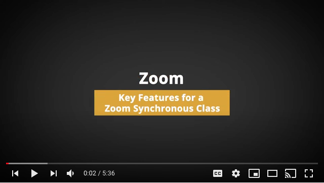 Zoom Key Features for a Zoom Synchronous Class