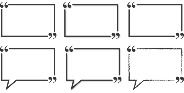 six chat bubbles with quotation marks