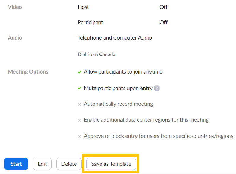 SAve a meeting as a template in the meeting settings.