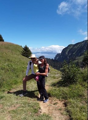 Couple on a hike in France